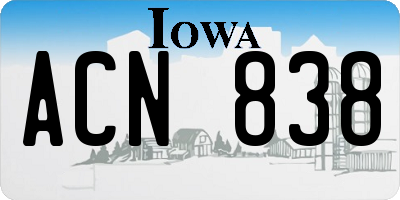 IA license plate ACN838
