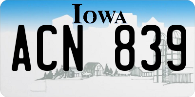 IA license plate ACN839