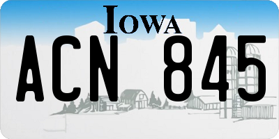 IA license plate ACN845