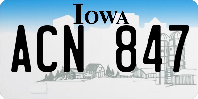 IA license plate ACN847