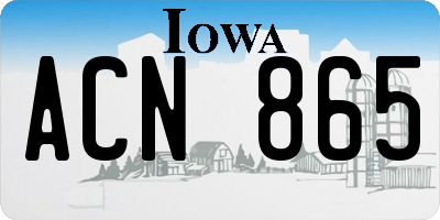 IA license plate ACN865