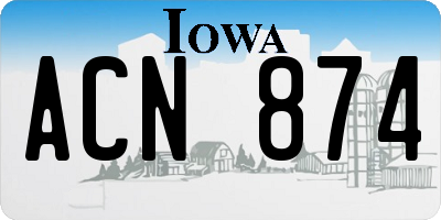 IA license plate ACN874