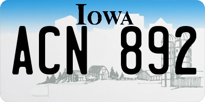 IA license plate ACN892