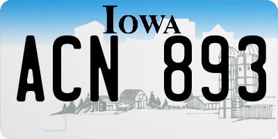 IA license plate ACN893