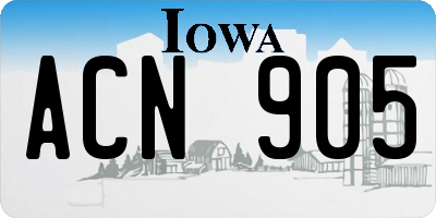 IA license plate ACN905