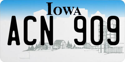 IA license plate ACN909