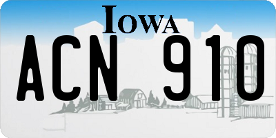 IA license plate ACN910