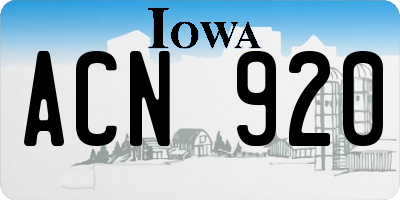 IA license plate ACN920