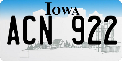 IA license plate ACN922