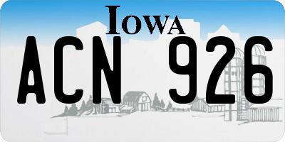 IA license plate ACN926