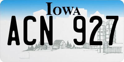 IA license plate ACN927