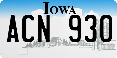 IA license plate ACN930