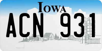 IA license plate ACN931