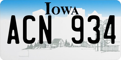 IA license plate ACN934