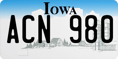 IA license plate ACN980