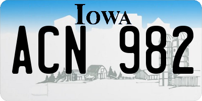 IA license plate ACN982