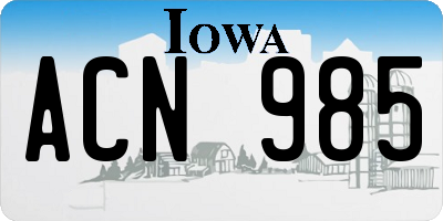 IA license plate ACN985
