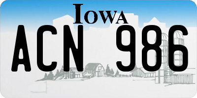 IA license plate ACN986