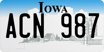 IA license plate ACN987