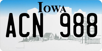 IA license plate ACN988