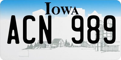 IA license plate ACN989