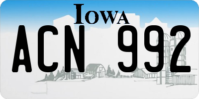 IA license plate ACN992