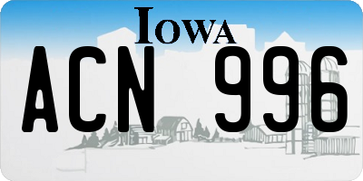 IA license plate ACN996