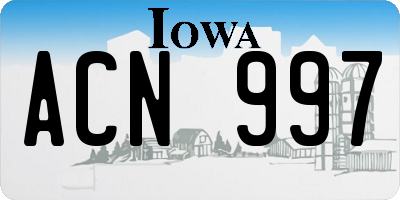 IA license plate ACN997