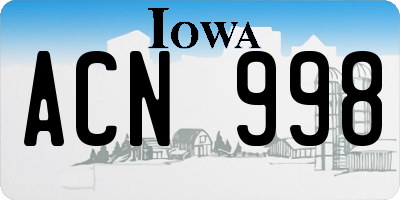 IA license plate ACN998