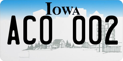 IA license plate ACO002