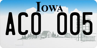 IA license plate ACO005