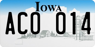 IA license plate ACO014