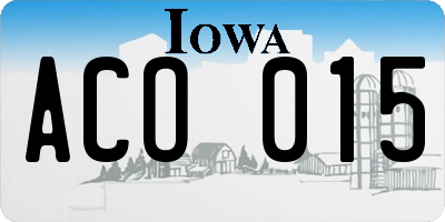 IA license plate ACO015