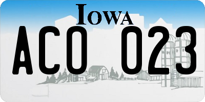 IA license plate ACO023