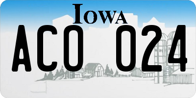 IA license plate ACO024