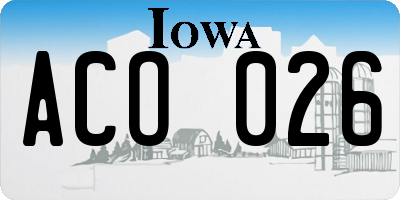 IA license plate ACO026