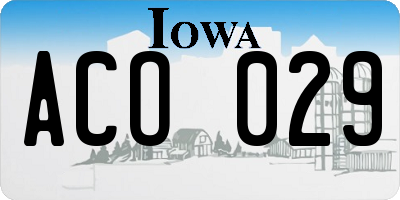 IA license plate ACO029