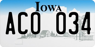 IA license plate ACO034