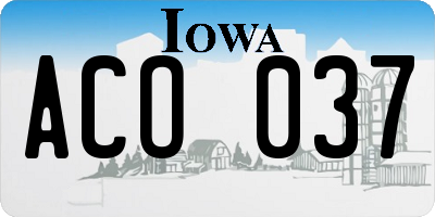 IA license plate ACO037