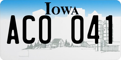 IA license plate ACO041