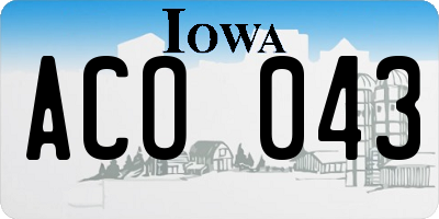 IA license plate ACO043
