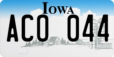 IA license plate ACO044