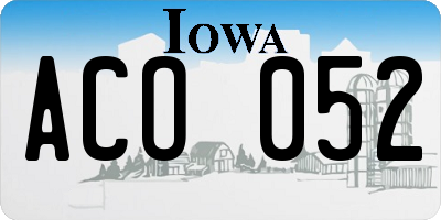 IA license plate ACO052
