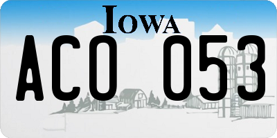 IA license plate ACO053