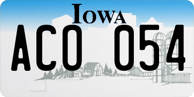 IA license plate ACO054