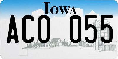 IA license plate ACO055