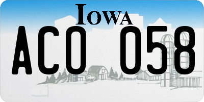 IA license plate ACO058