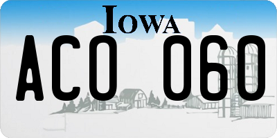 IA license plate ACO060
