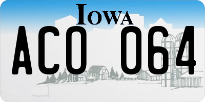 IA license plate ACO064