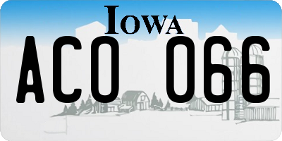 IA license plate ACO066